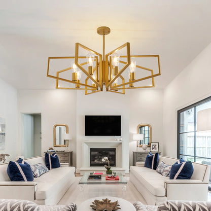 Modern 8-Light Geometric Chandelier