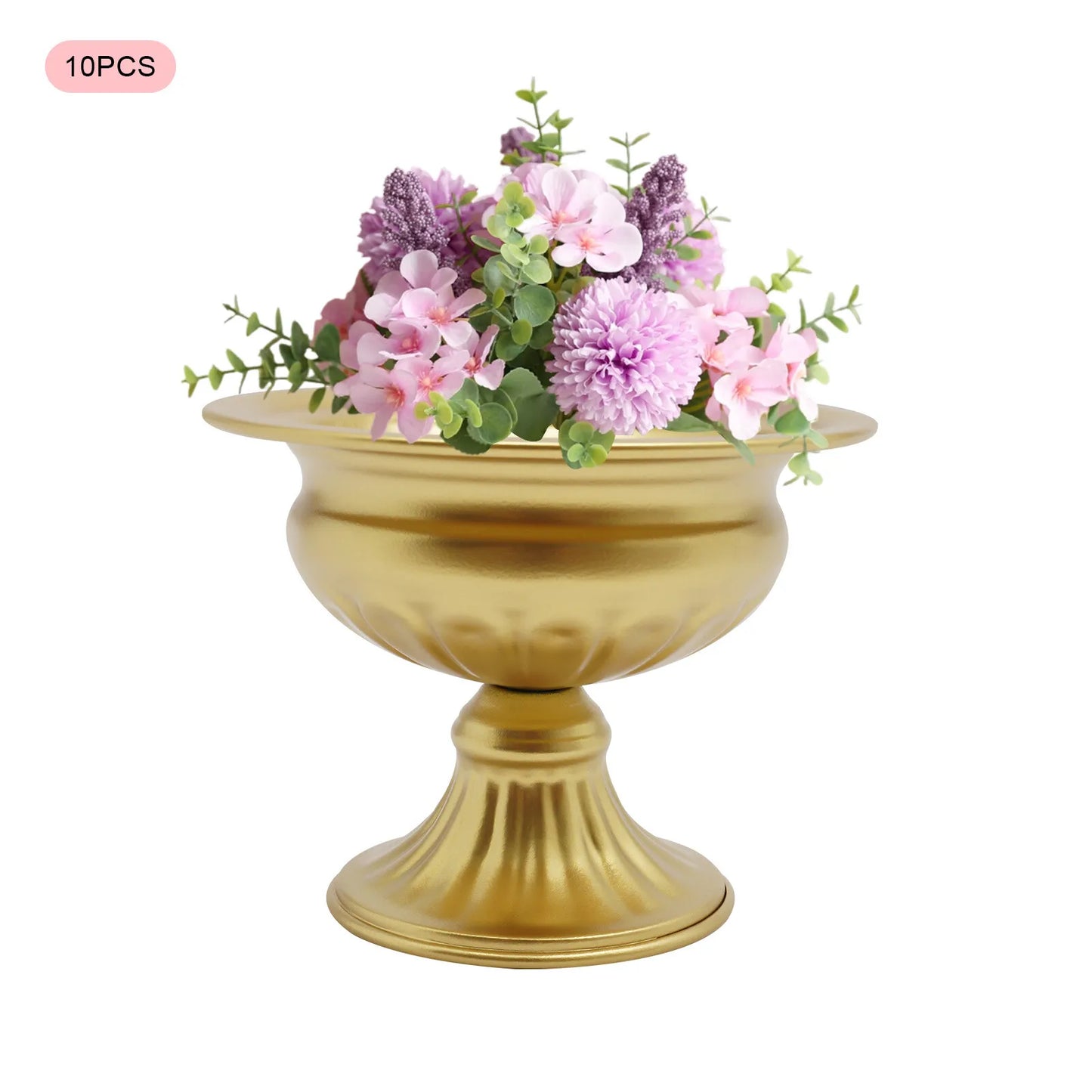 Mini Centerpieces, Set of 10 Gold Trumpet Vases