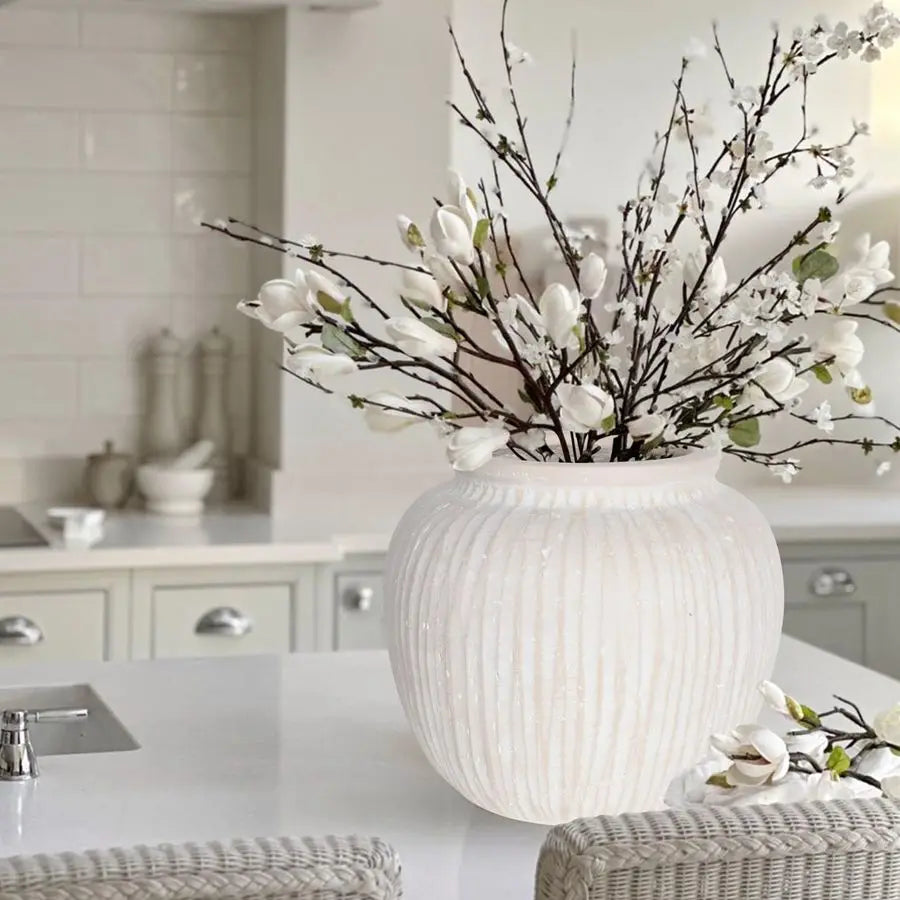 Beautifully Handcrafted Whitewashed Terracotta Vase