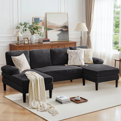 U-Shaped 4-Seater Sectional Sofa | Modern Chenille Couch