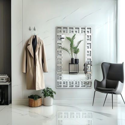 Silver Venetian Art Mirror with Beveled Glass Edge
