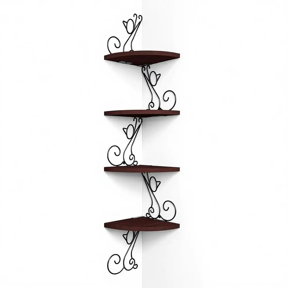 Art Deco Style Corner Shelves, Rustic Wood Decor