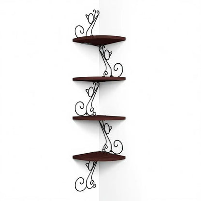 Art Deco Style Corner Shelves, Rustic Wood Decor