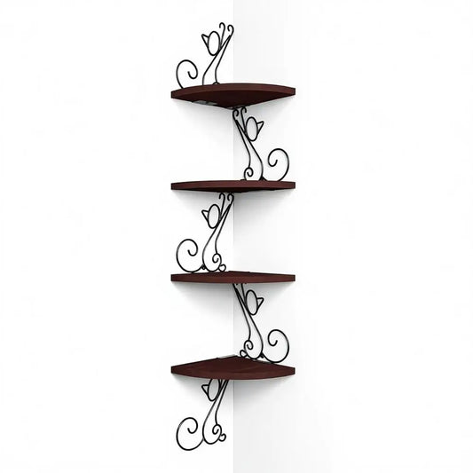 Art Deco Style Corner Shelves, Rustic Wood Decor