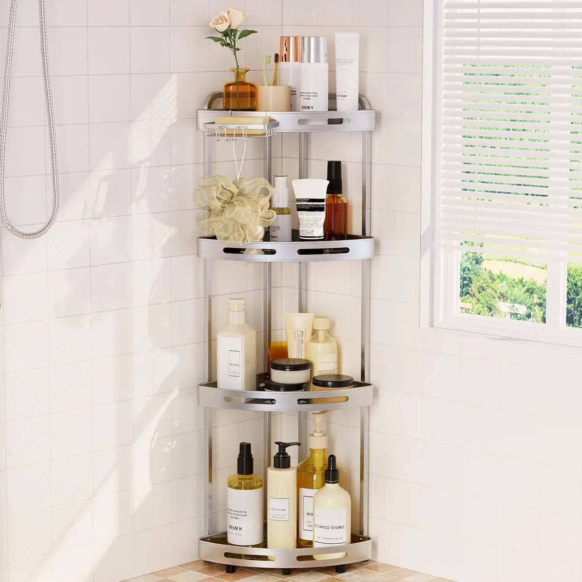 3-Tier Corner Shower Organizer with Soap Dish | Rust-Resistant Bathroom Shelf