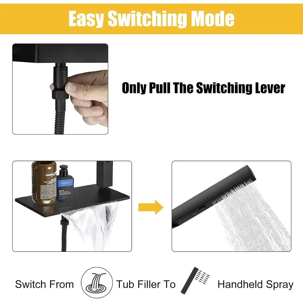 Waterfall Bathtub Faucet with Handheld Sprayer