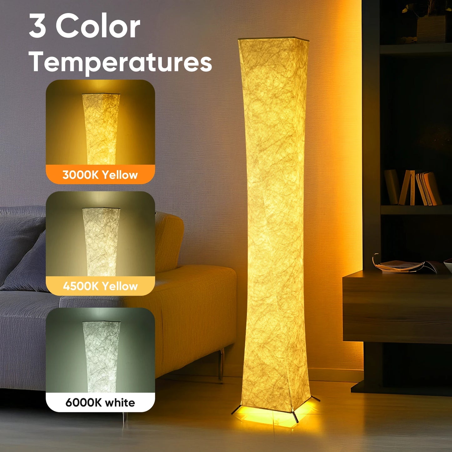 Soft Light Floor Lamp with Fabric Shade, Simple Design