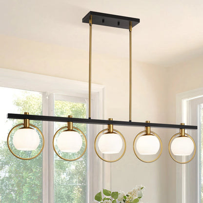 Modern 5-Light Chandelier with Glass Shades