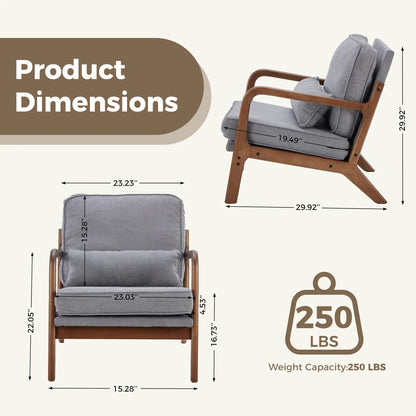 Mid Century Modern Lounge Chair with a Solid Wooden Frame