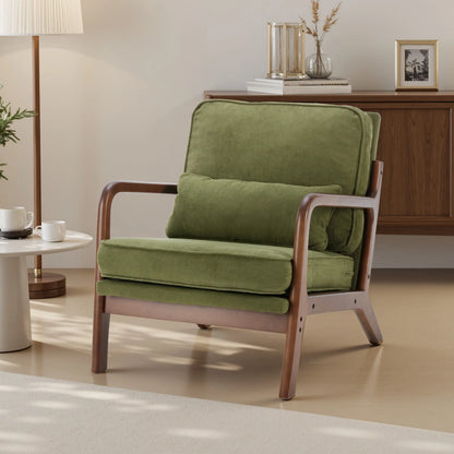 Mid Century Modern Lounge Chair with a Solid Wooden Frame