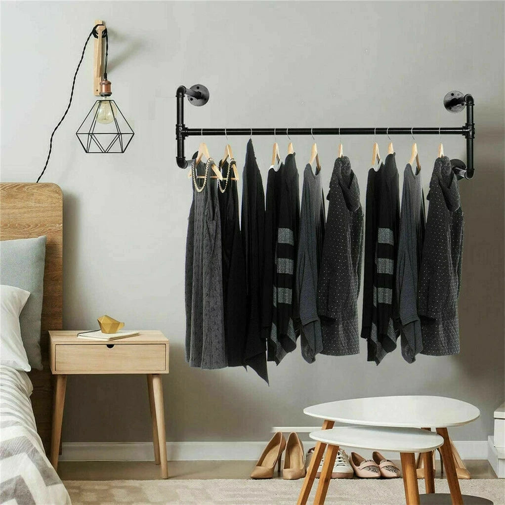 Industrial Wall-Mounted Clothes Rack