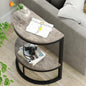 2-Tier Wood Accent Table with Open Shelving, Semi Circle Design