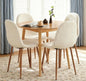 Small Round Oak Dining Table with 4 Velvet Chairs