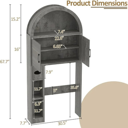Freestanding Arched Bathroom Storage Cabinet