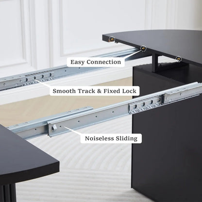 Expandable Dining Room Table with Fluted Base