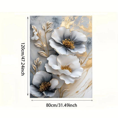 Modern Luxury 3D Floral Canvas Wall Art | Framed Botanical Painting