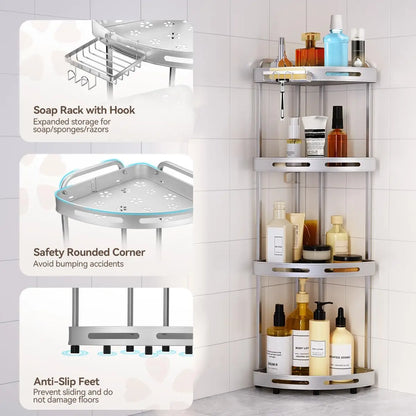 3-Tier Corner Shower Organizer with Soap Dish | Rust-Resistant Bathroom Shelf