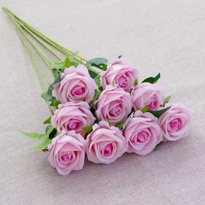 Velvet Artificial Rose Stems | Realistic Silk Flowers for Wedding & Home Décor