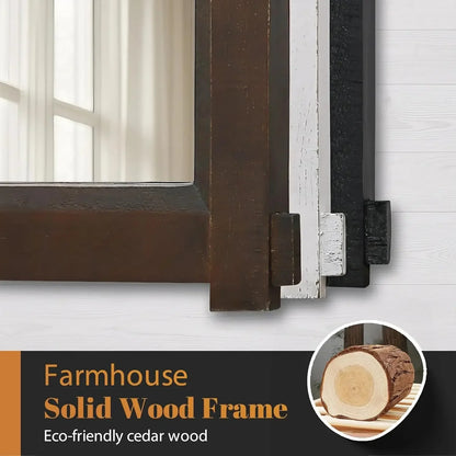 Rustic Bathroom Wall Mirror with Barn Door Cedar Wood Frame