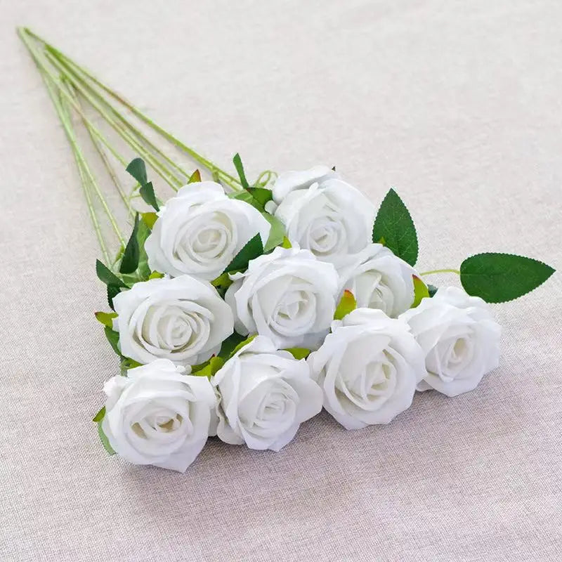 Velvet Artificial Rose Stems | Realistic Silk Flowers for Wedding & Home Décor