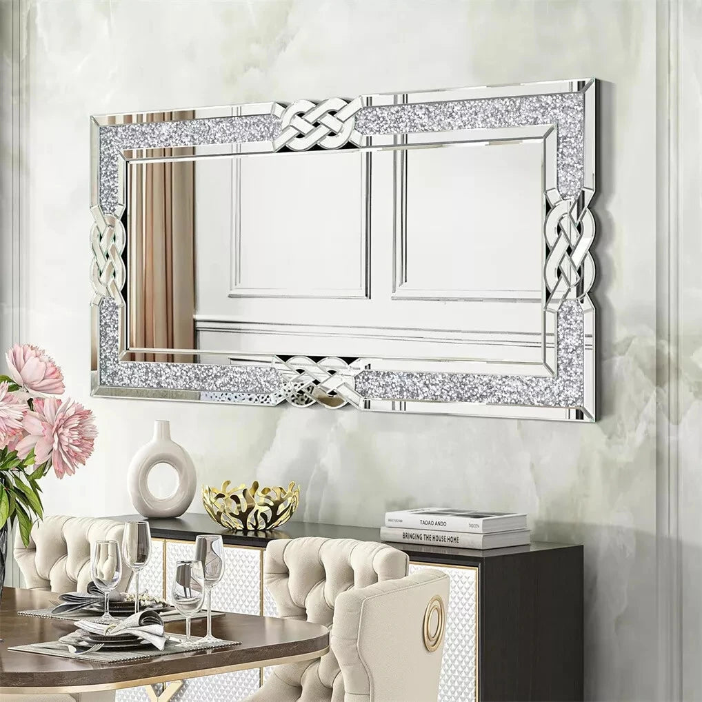 Decorative Silver & Crystal Frame Wall Mirror