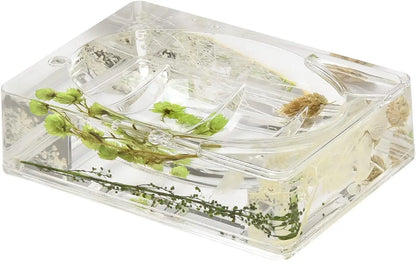 5-Piece Acrylic Bathroom Accessory Set | Botanical Soap Dispenser & Toothbrush Holder