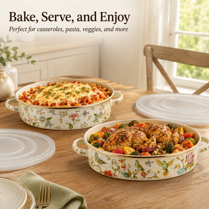 Vintage Floral Enamel Pie Pan