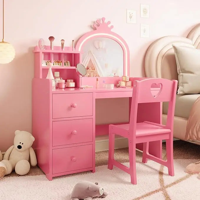 Princess Vanity with Lights, Toddler Desk & Chair Set