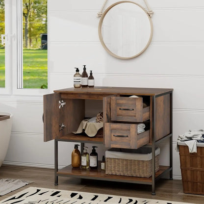 Rustic Bathroom Vanity with Ceramic Sink