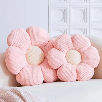 Plush Pink Daisy Throw Pillow