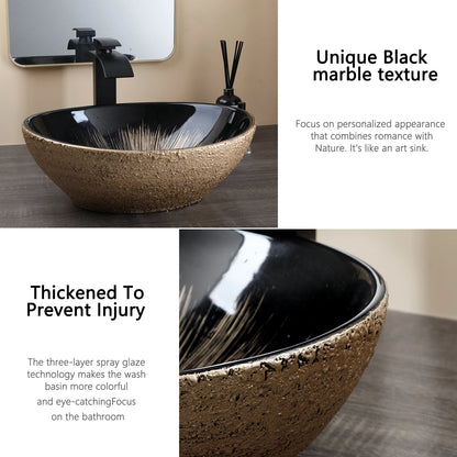 Vintage Gold Ceramic Bathroom Vessel Sink