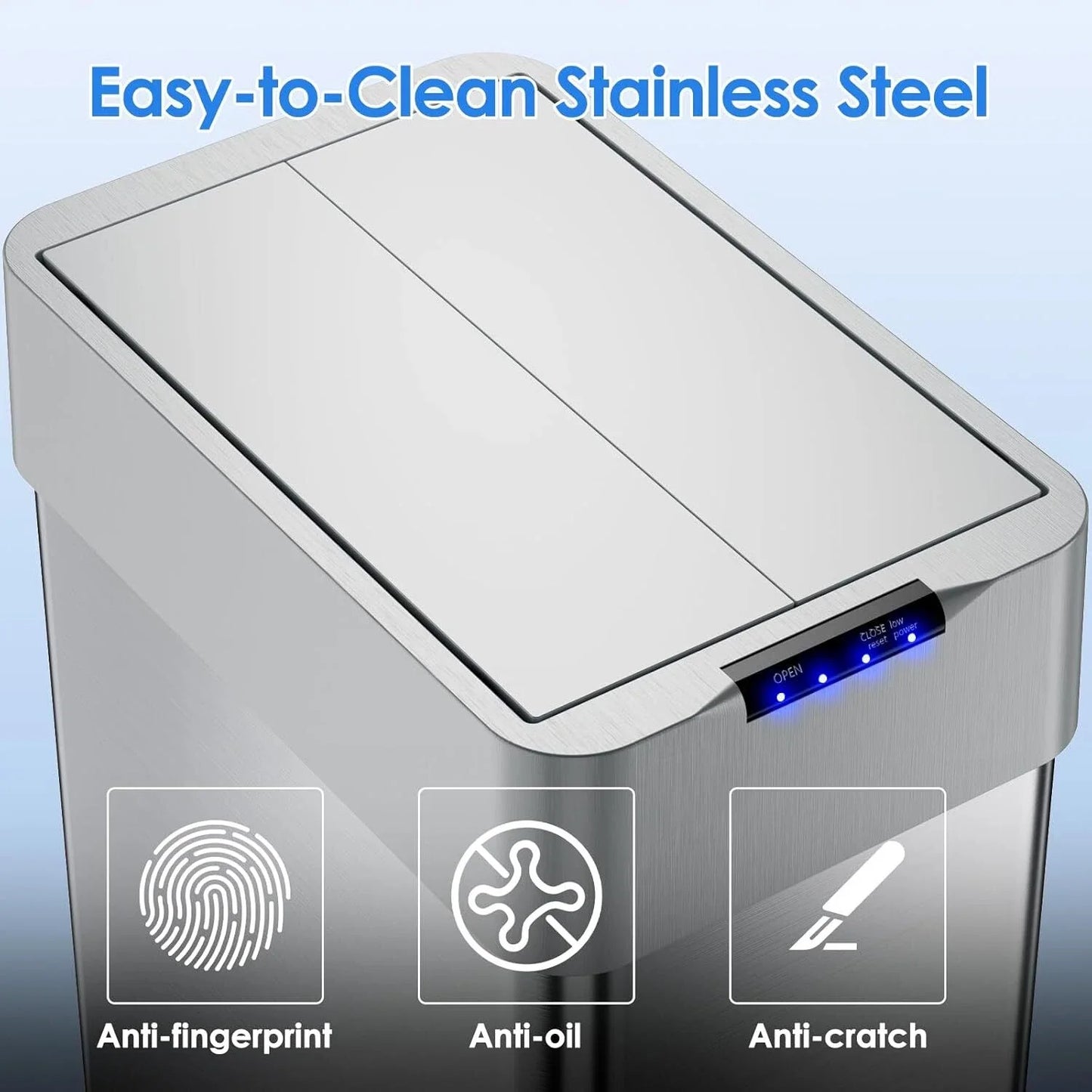 Touchless Stainless Steel Kitchen Bin