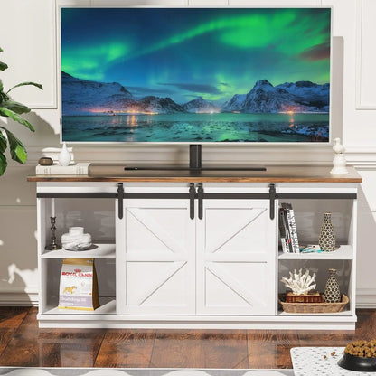 Farmhouse  Style TV Stand with Sliding Barn Doors