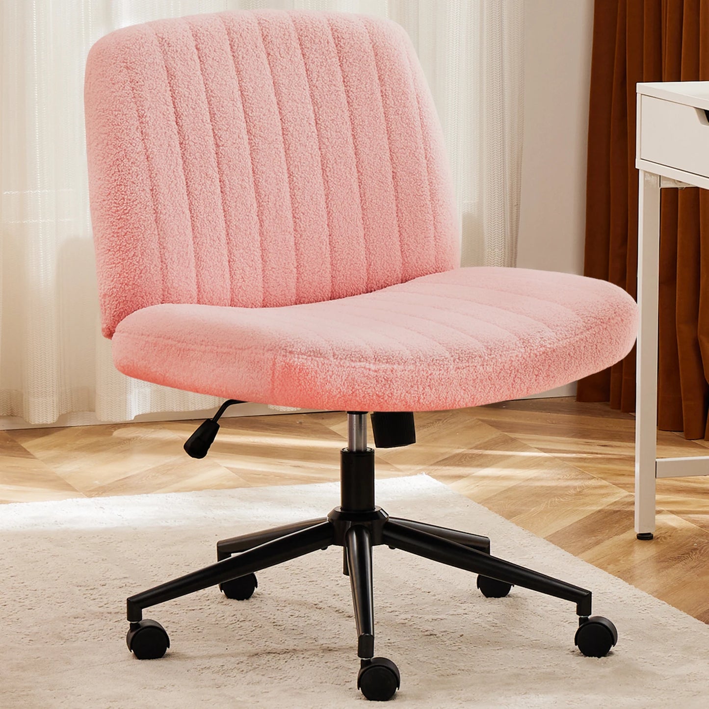 Armless Cross-Leg Office Chair with Wheels