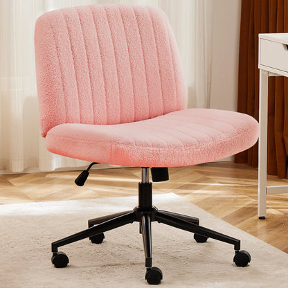 Armless Cross-Leg Office Chair with Wheels