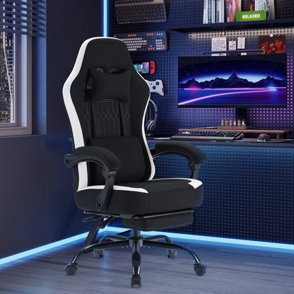 Ergonomic Gaming Chair with Pocket Spring Cushion, Footrest & Lumbar Support
