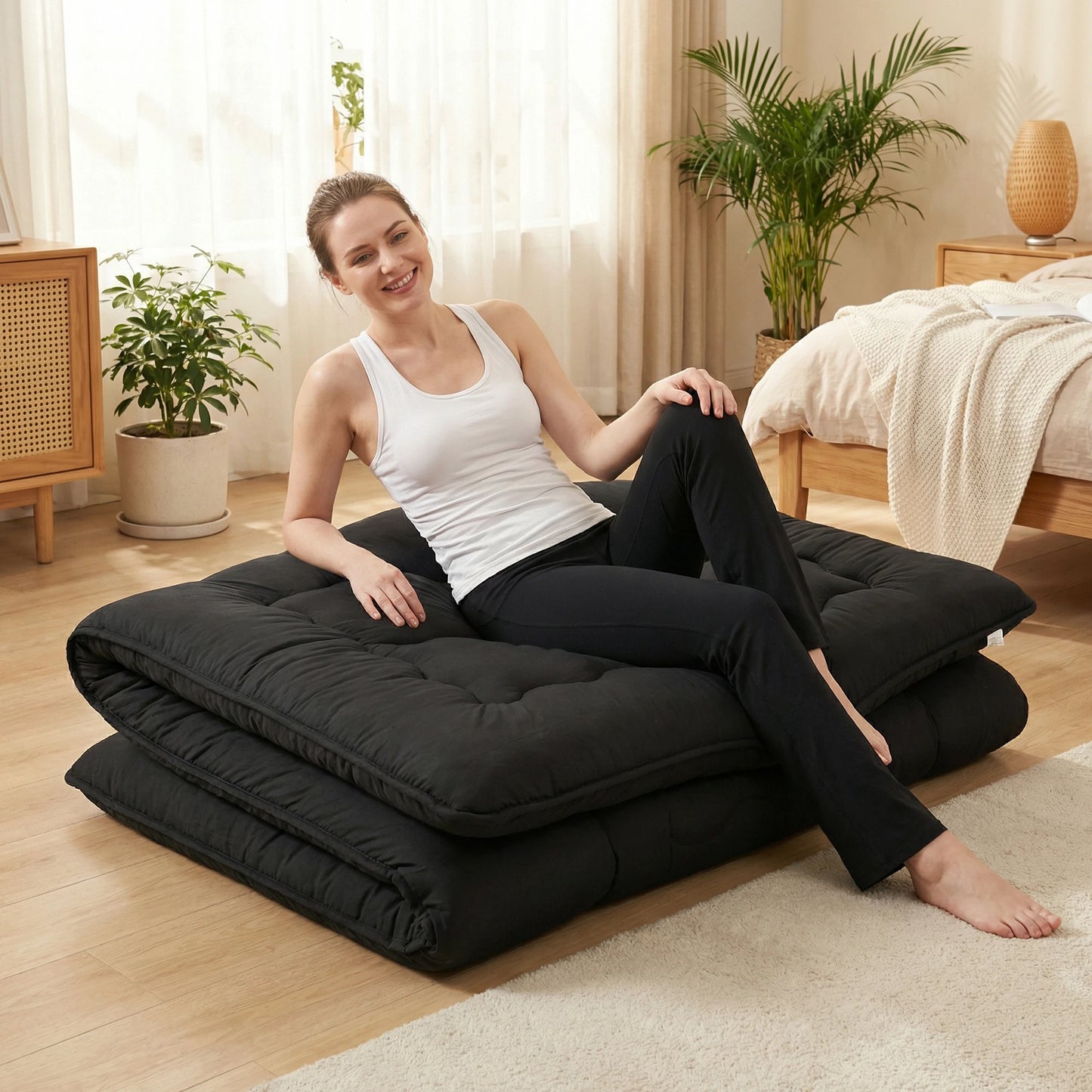 Soft Foldable Futon Mattress with Washable Cover