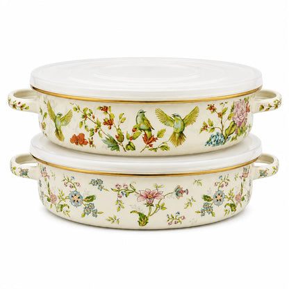 Vintage Floral Enamel Pie Pan