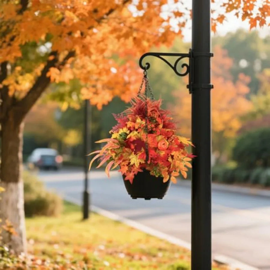 20" Artificial Fall Pumpkin & Maple Leaf Potted Plant | Autumn Outdoor Decor