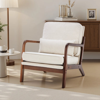 Mid Century Modern Lounge Chair with a Solid Wooden Frame