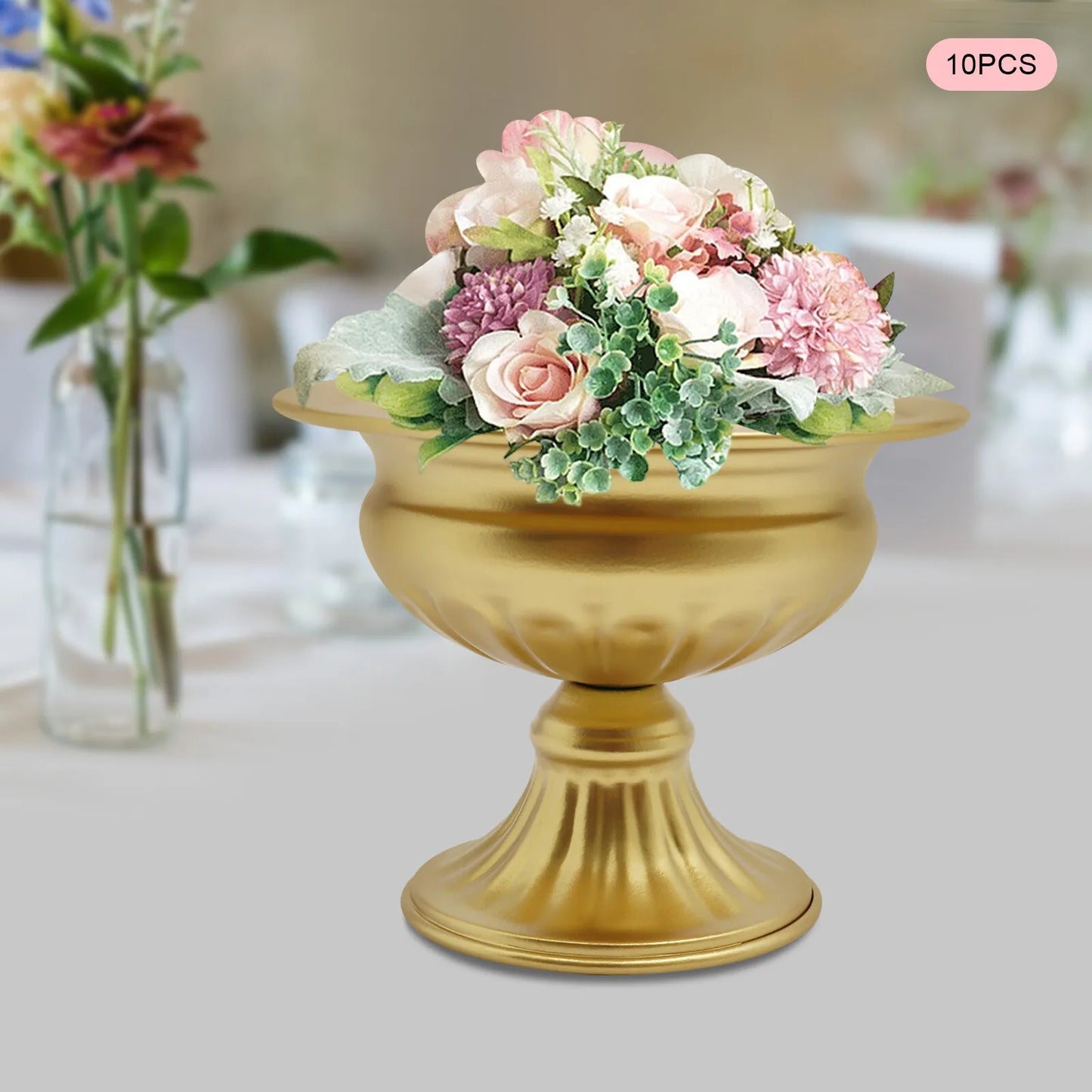 Mini Centerpieces, Set of 10 Gold Trumpet Vases