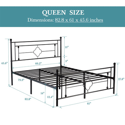 Vintage Victorian Style Wrought Iron Platform Bed
