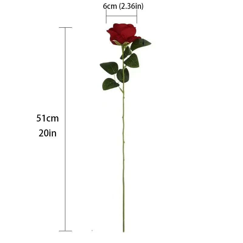 Velvet Artificial Rose Stems | Realistic Silk Flowers for Wedding & Home Décor