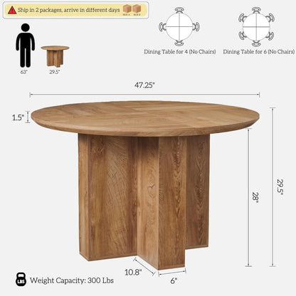 Luxury 47" Round Pedestal Dining Room Table