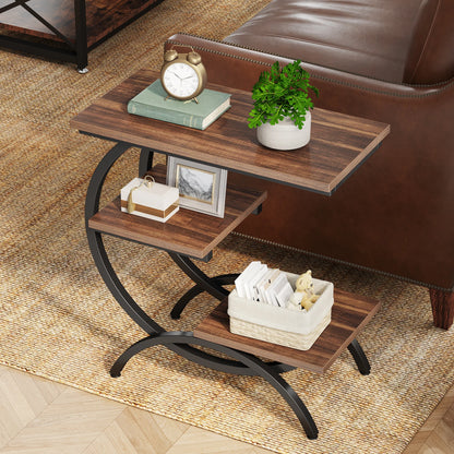 Rustic C-Shaped Side Table