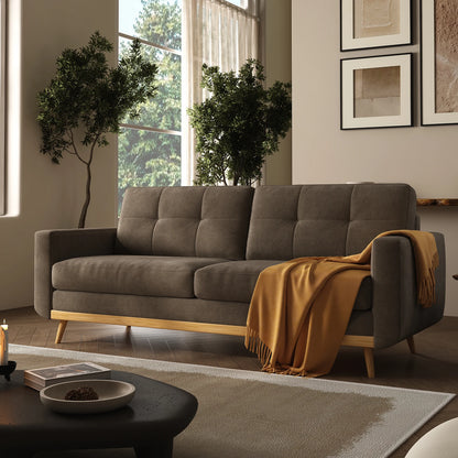 Mid-Century Modern Loveseat with Wooden Legs