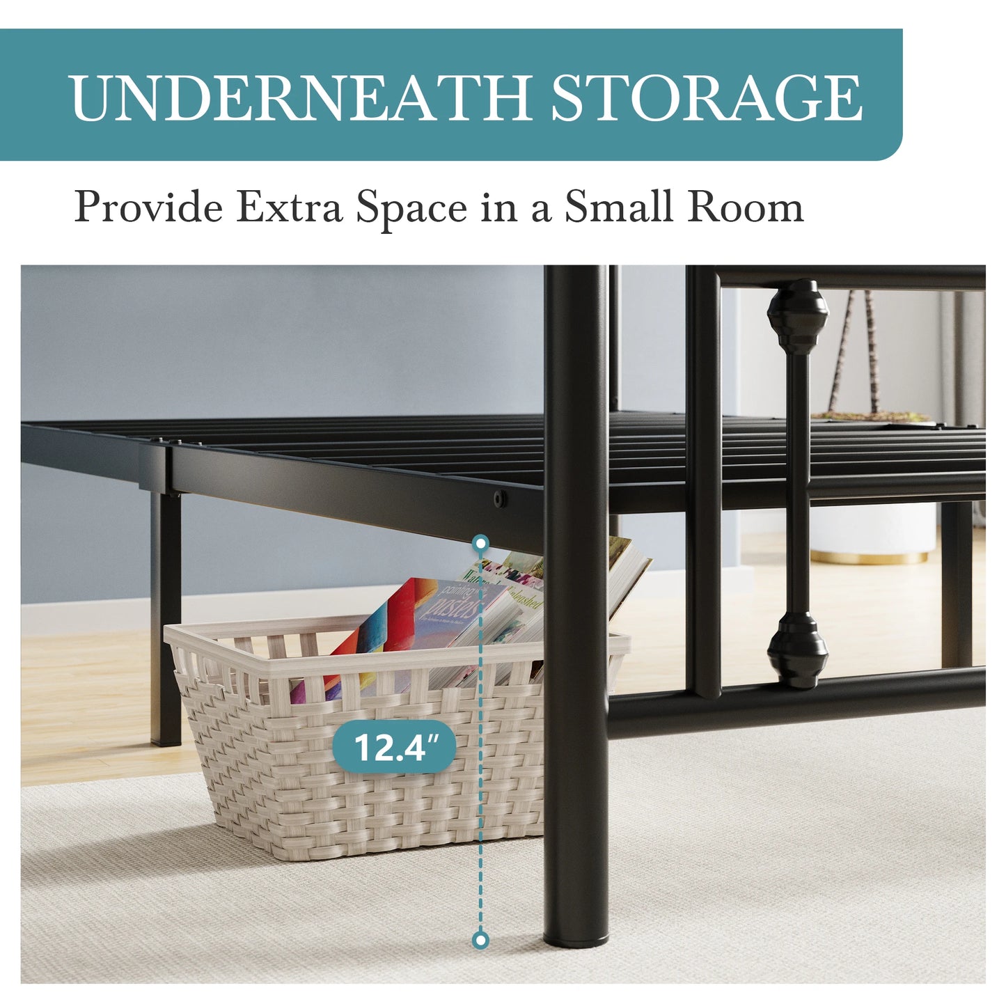 Vintage Victorian Style Wrought Iron Platform Bed