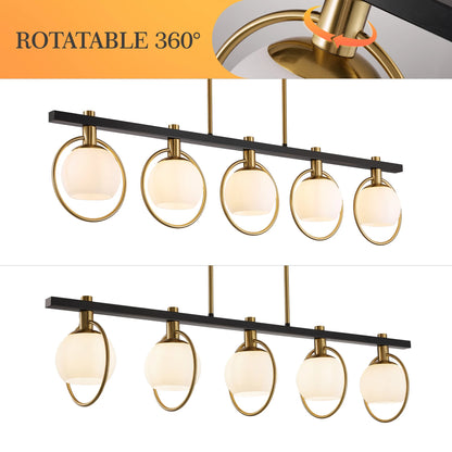 Modern 5-Light Chandelier with Glass Shades
