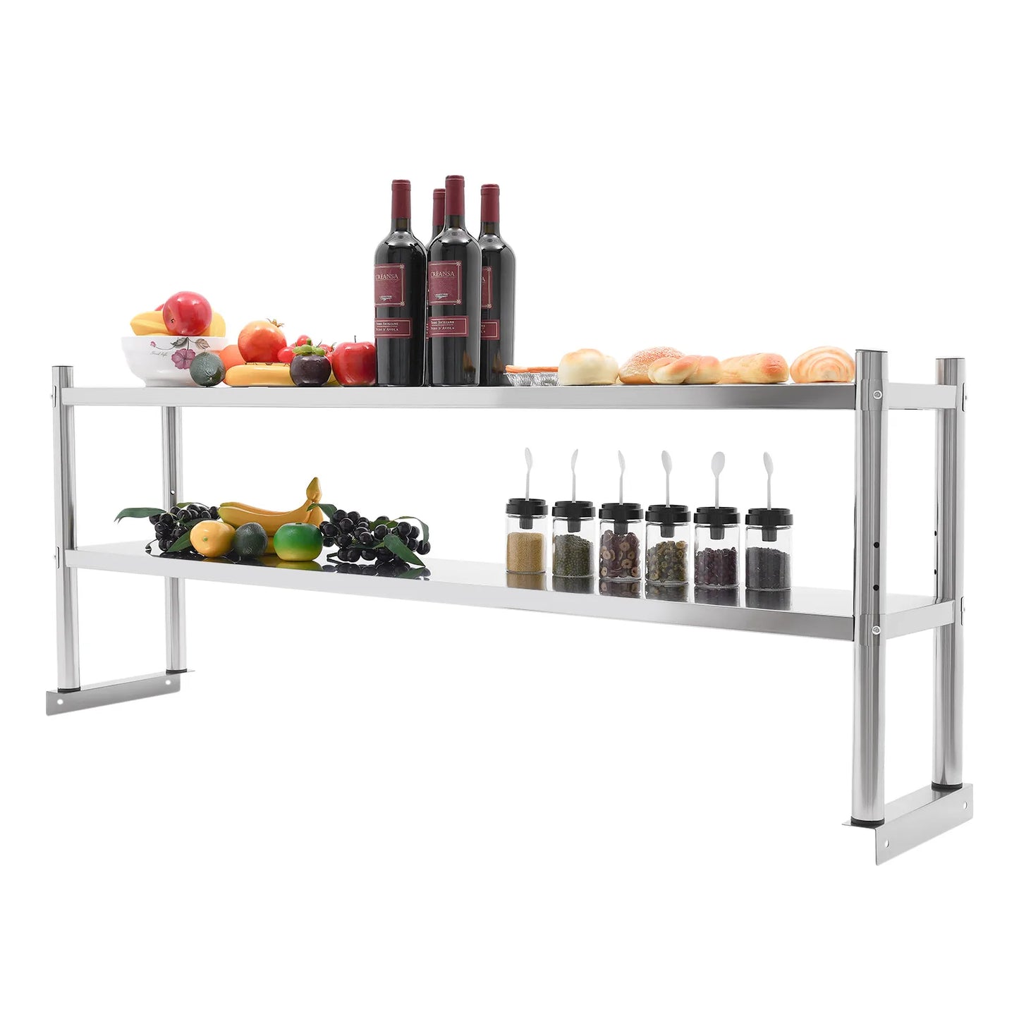 Heavy-Duty 2-Tier Stainless Steel Storage Shelving