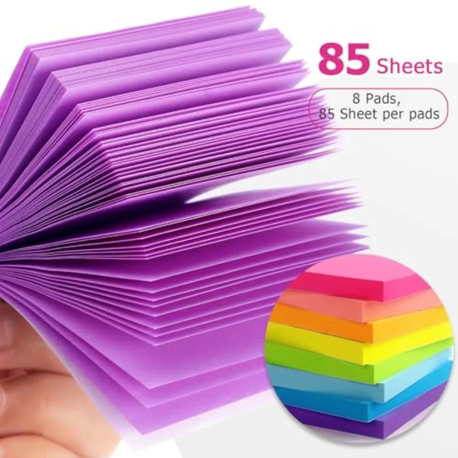 8-Pack Colorful Sticky Notes 3" x 3" | Self-Stick Memo Pads, 680 Sheets